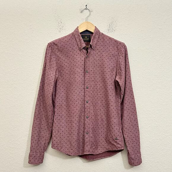 SCOTCH & SODA Button Down Shirt Dusty Mauve Geometric LS Preppy Office - Picture 1 of 10